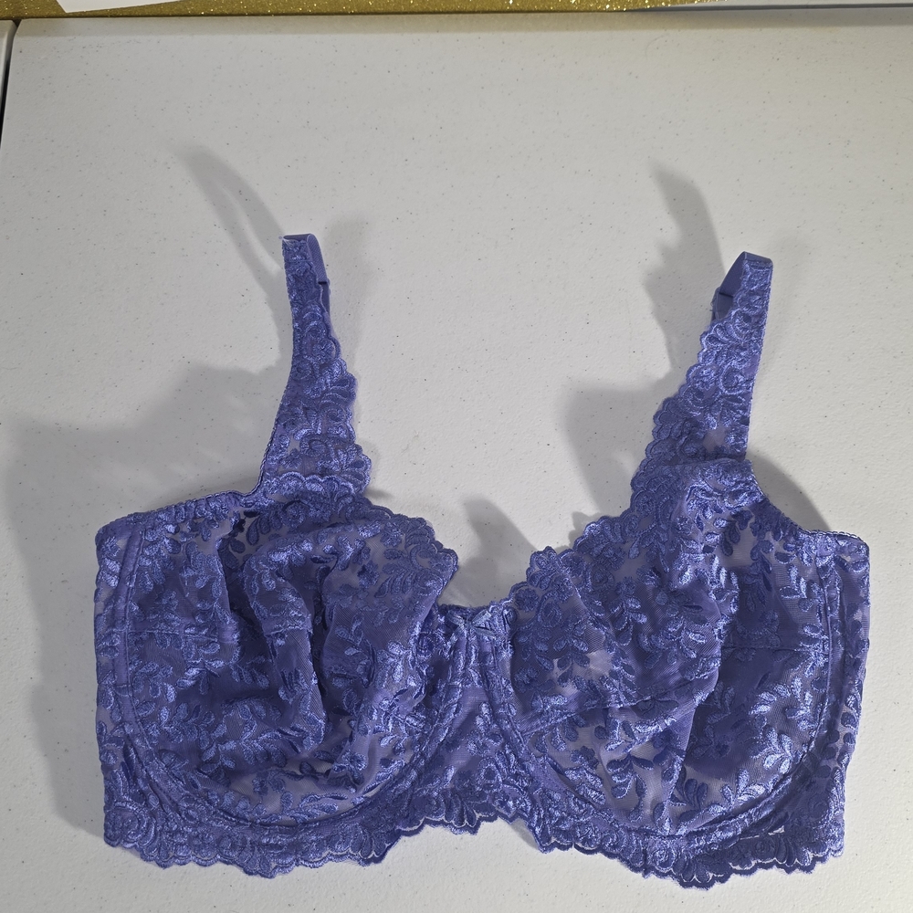 Valmont Embroidered Lacey Cup Underwire Bra in Blue 40D